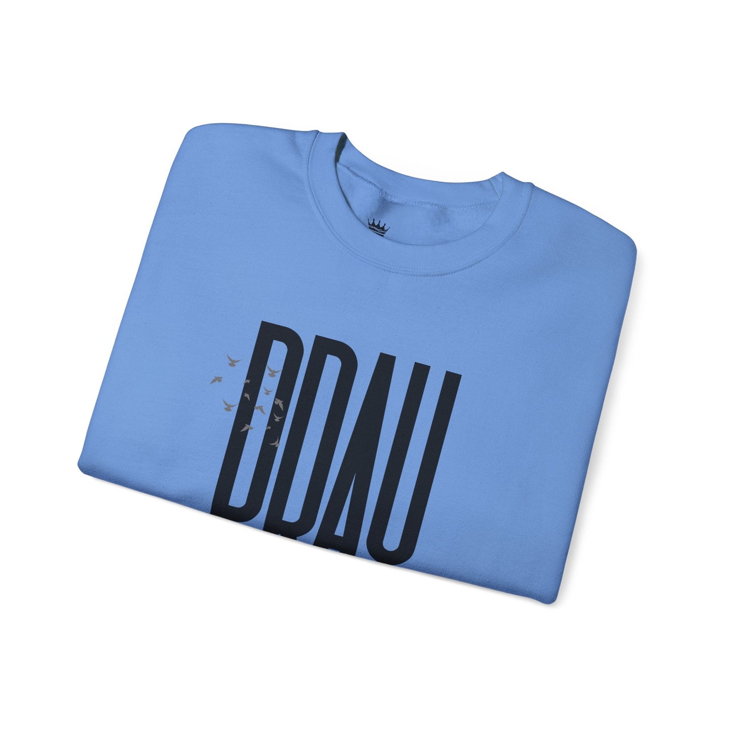 Folded Carolina Blue t-shirt with black text on a white background