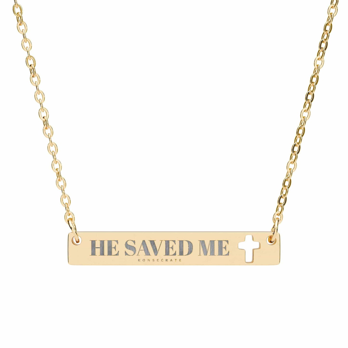 He Saved Me Cross Bar Necklace Jewelry – Bold Faith Collection