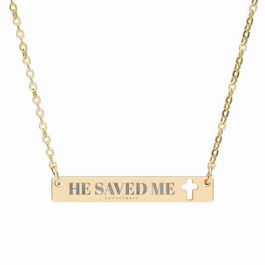 He Saved Me Cross Bar Necklace Jewelry – Bold Faith Collection