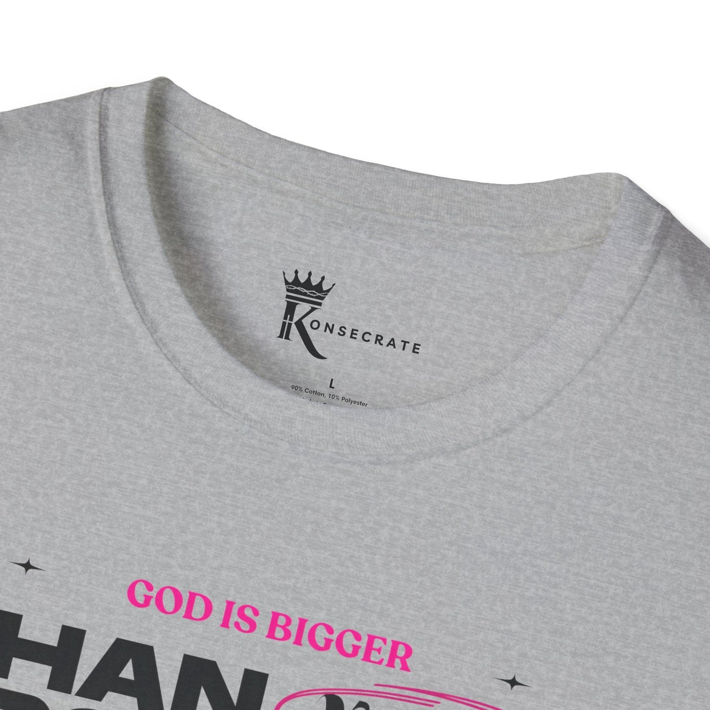 God Is Bigger Pink T-Shirt – Bold Faith Collection
