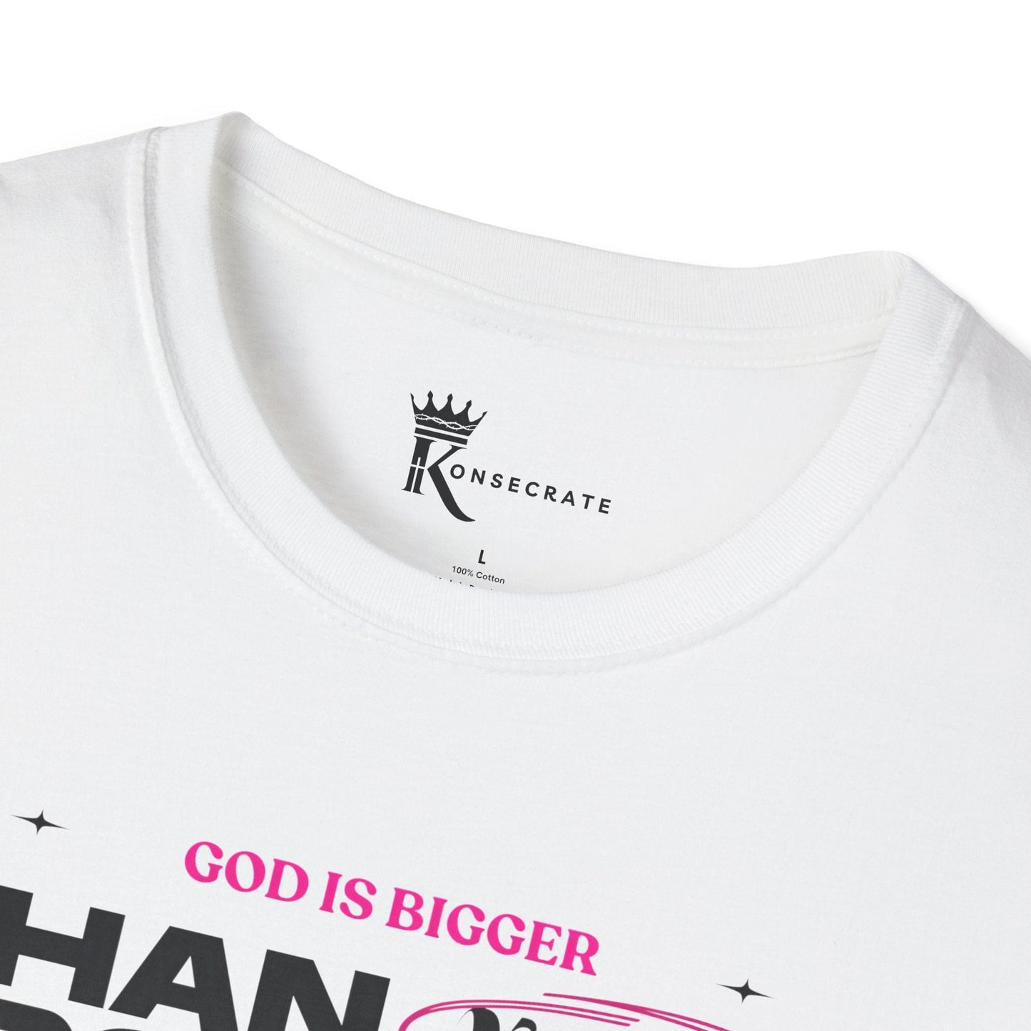 God Is Bigger Pink T-Shirt – Bold Faith Collection