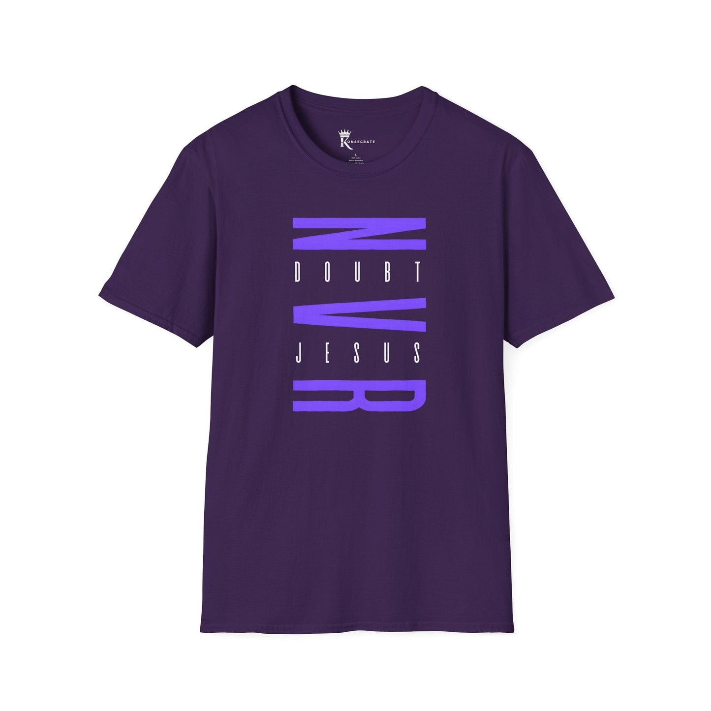 Never Doubt Jesus Purple T-Shirt – Bold Faith Collection