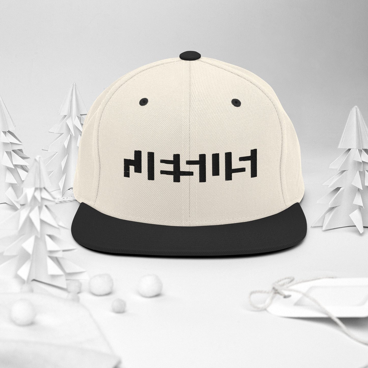 Natural/ Black snapback with Jesus embroidery