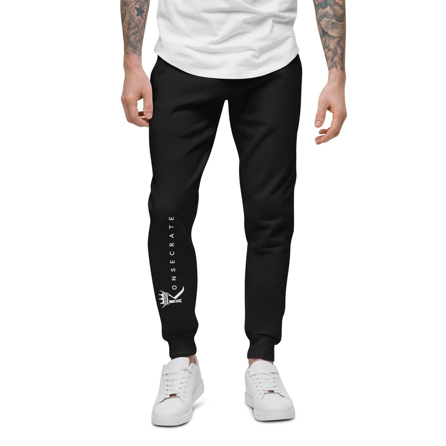 Front view of Man wearing Black Konsecrate Signature Jogger 