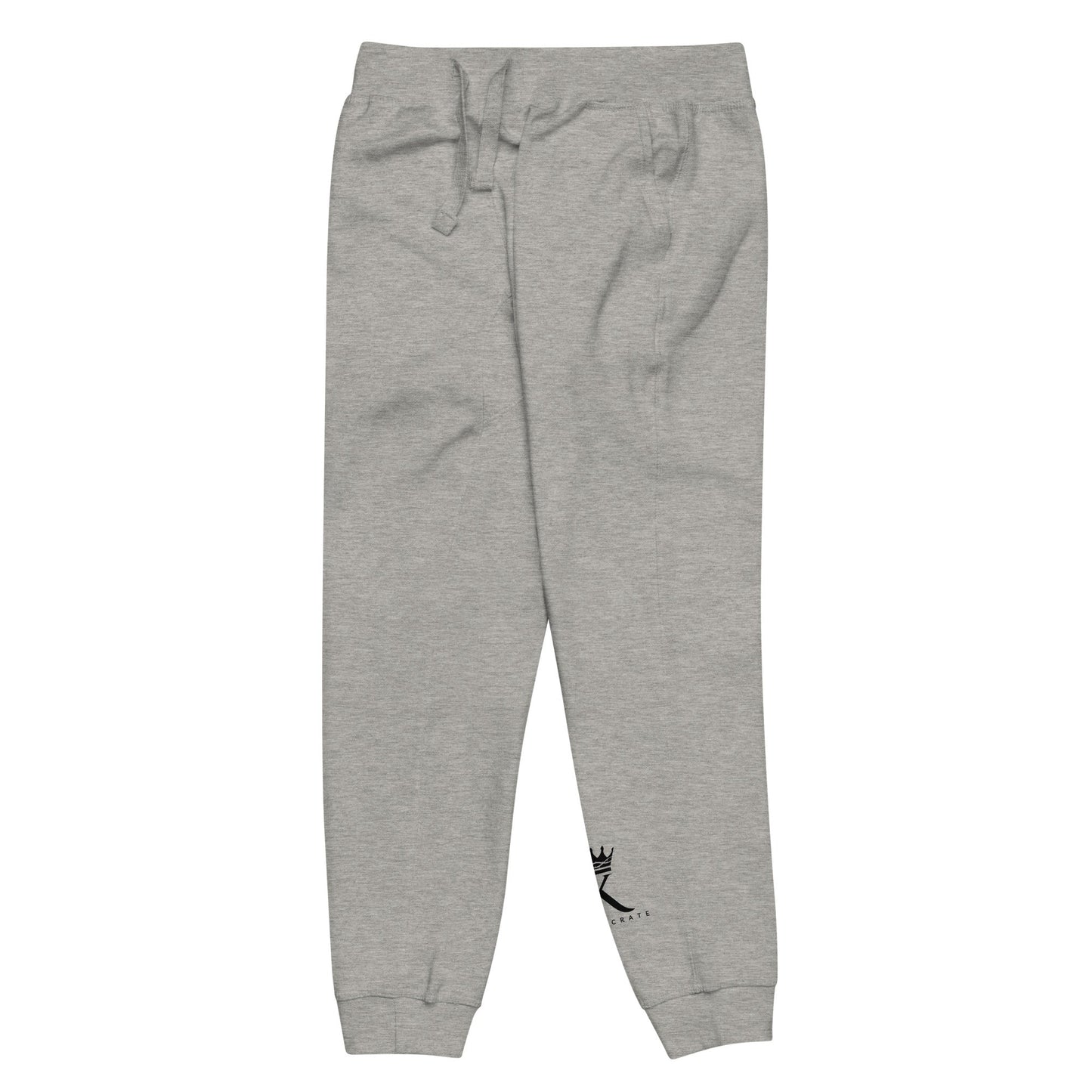 left view of carbon grey Joggers with black Konsecrate Signature logo on left leg