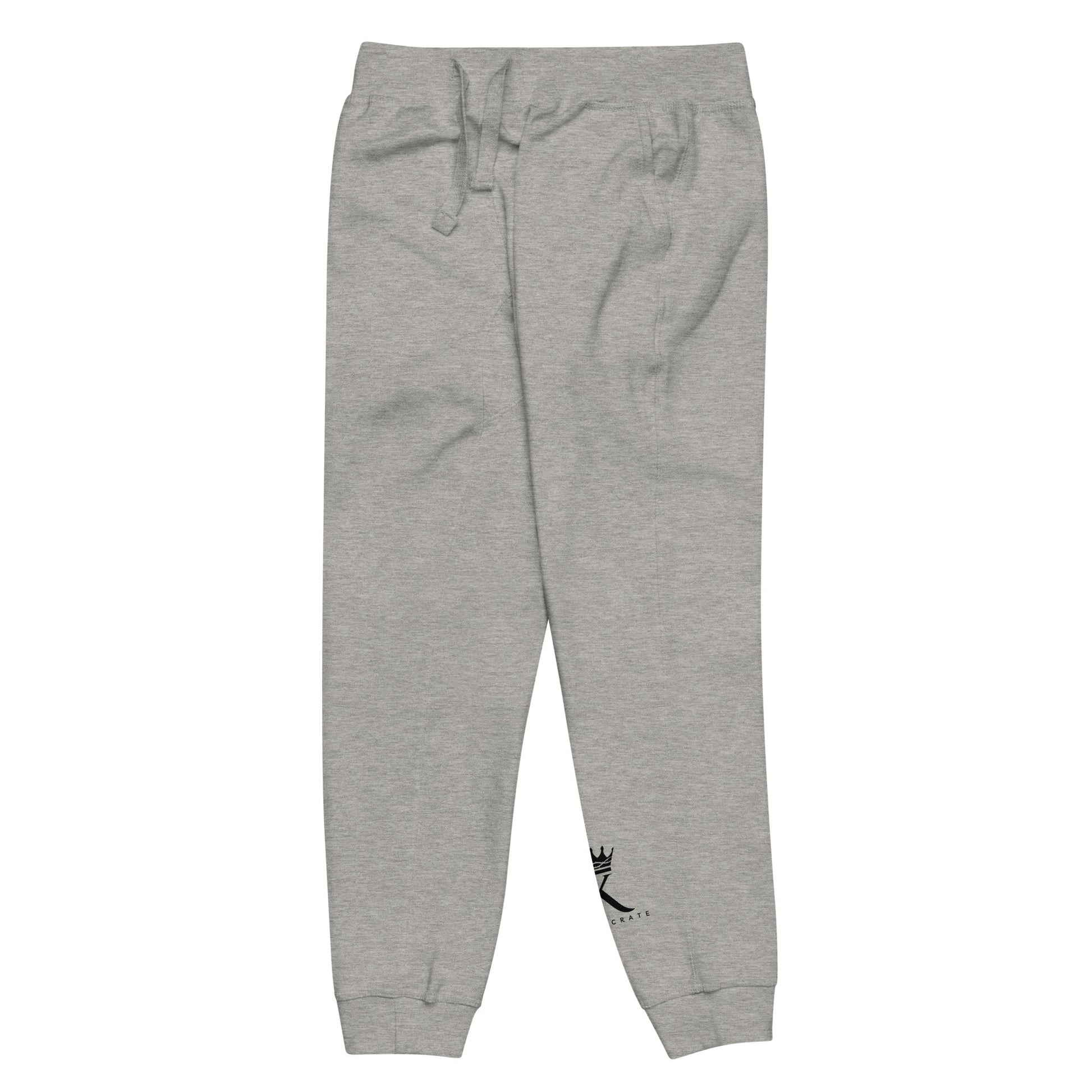 left view of carbon grey Joggers with black Konsecrate Signature logo on left leg