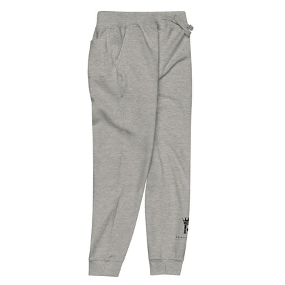 right view of carbon grey Joggers with black Konsecrate Signature logo on left leg