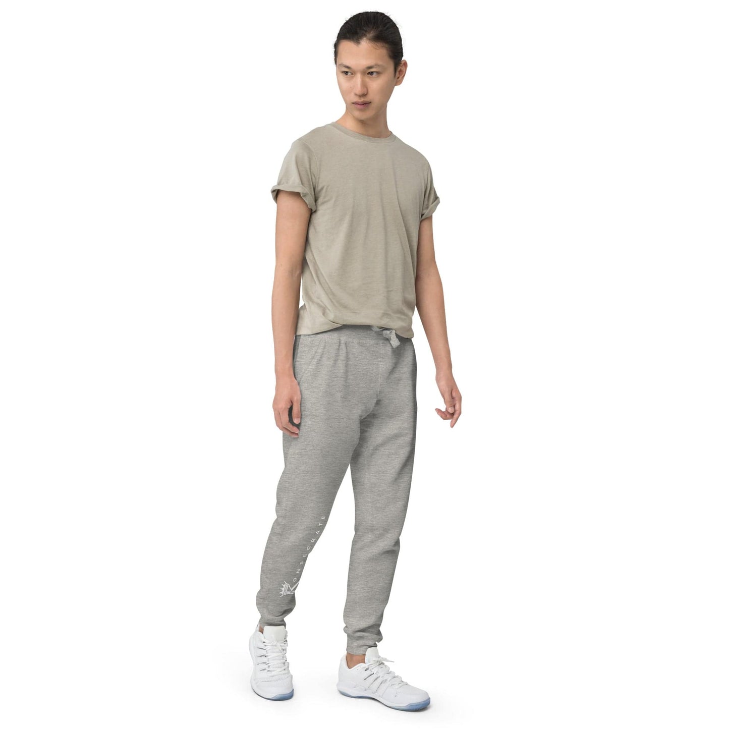 right view of man wearing carbon grey Konsecrate Signature Jogger 