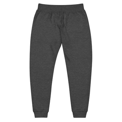 back view of charcoal heather Joggers with Konsecrate Signature logo on upper left leg