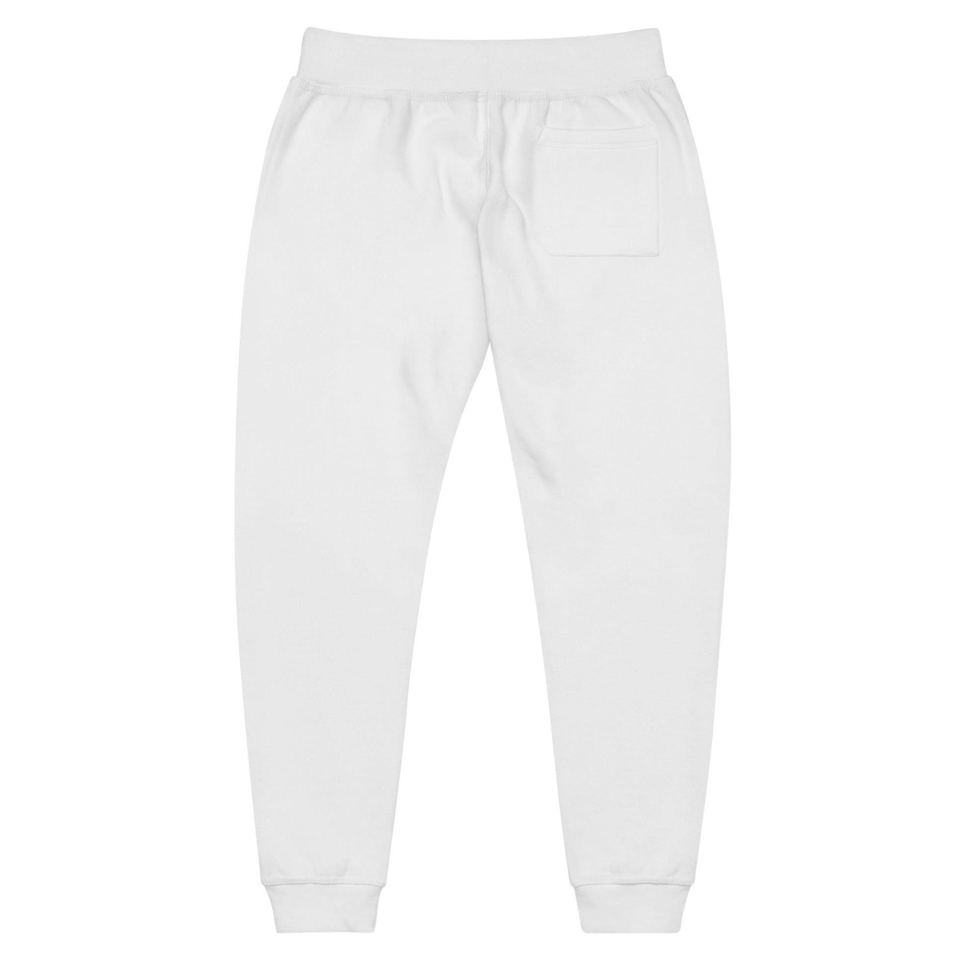 back view of white Joggers with black Konsecrate Signature logo