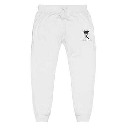 front view of white Joggers with black Konsecrate Signature logo