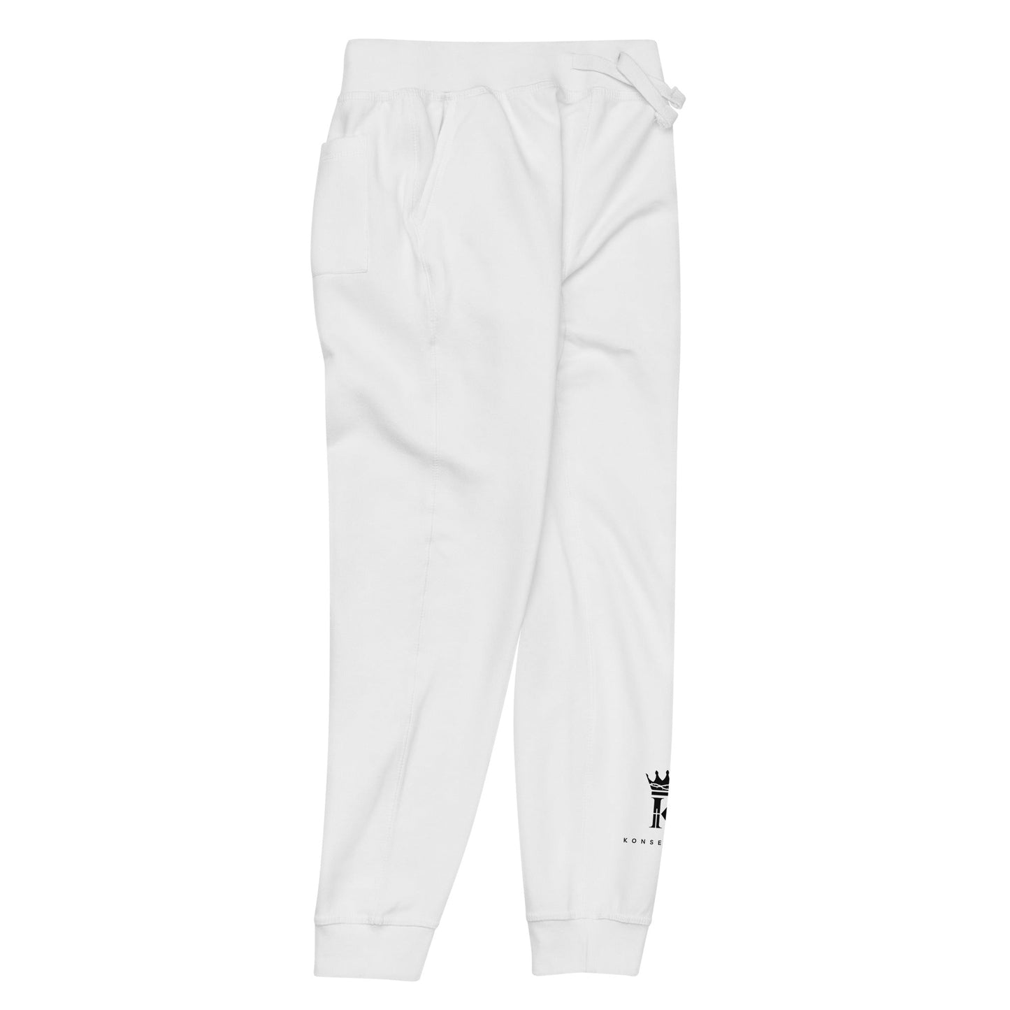 right view of dusty rose Joggers with black Konsecrate Signature logo on left leg